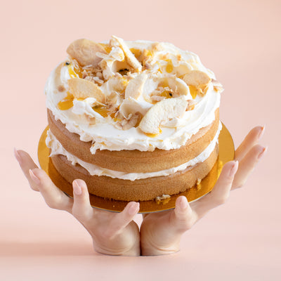 Peach Passionfruit and Toasted Coconut Cake (vegan)