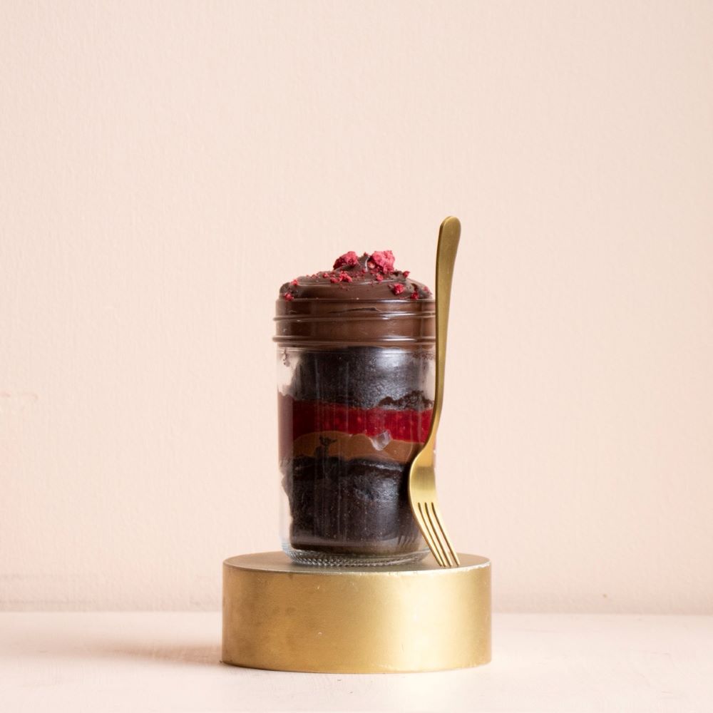 Vegan Chocolate Raspberry Cake Jar